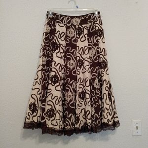Alberto Malaki Brown Tan Full Lined Skirt sz 4